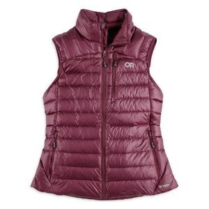 Outdoor Research Women’s Helium 800 Fill Down Vest in Kalamata Burgundy Red